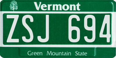 VT license plate ZSJ694