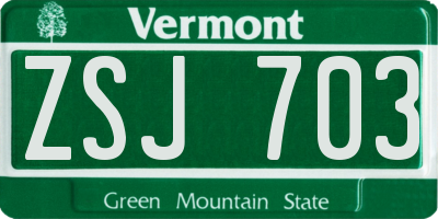 VT license plate ZSJ703