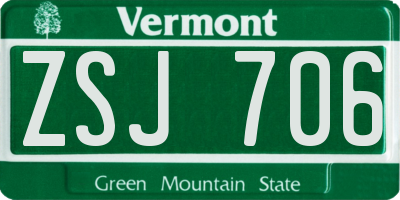 VT license plate ZSJ706