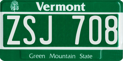 VT license plate ZSJ708
