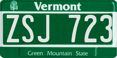 VT license plate ZSJ723