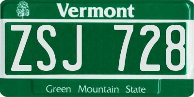VT license plate ZSJ728
