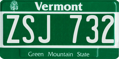 VT license plate ZSJ732