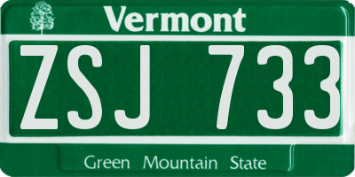 VT license plate ZSJ733