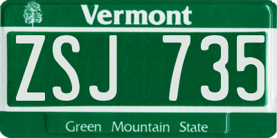 VT license plate ZSJ735