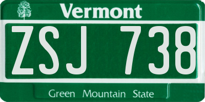 VT license plate ZSJ738
