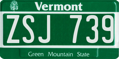 VT license plate ZSJ739