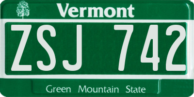 VT license plate ZSJ742