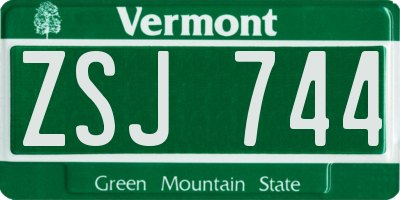VT license plate ZSJ744