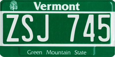 VT license plate ZSJ745