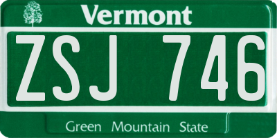 VT license plate ZSJ746