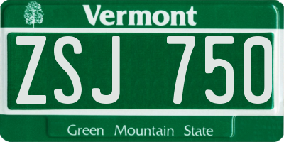 VT license plate ZSJ750