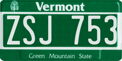 VT license plate ZSJ753