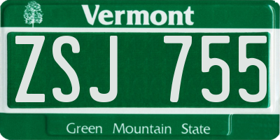 VT license plate ZSJ755