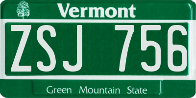 VT license plate ZSJ756