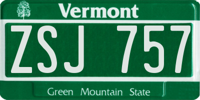 VT license plate ZSJ757