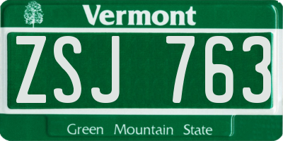 VT license plate ZSJ763