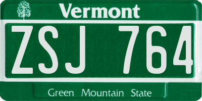 VT license plate ZSJ764