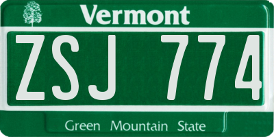 VT license plate ZSJ774