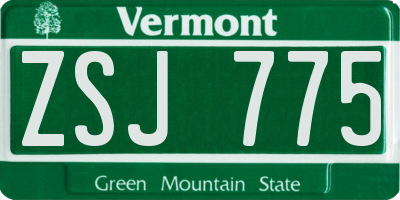 VT license plate ZSJ775