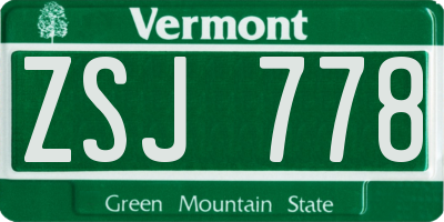 VT license plate ZSJ778