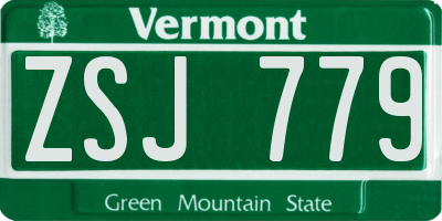 VT license plate ZSJ779