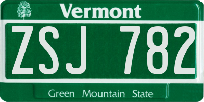 VT license plate ZSJ782