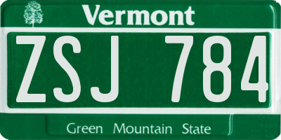 VT license plate ZSJ784