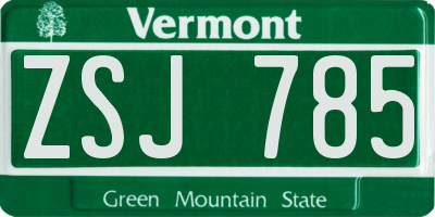 VT license plate ZSJ785