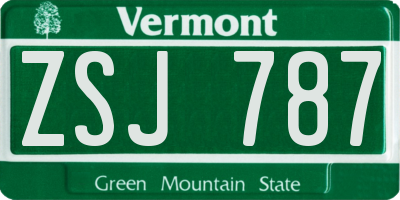 VT license plate ZSJ787
