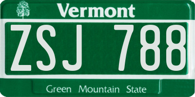VT license plate ZSJ788