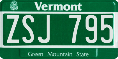 VT license plate ZSJ795