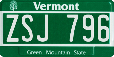 VT license plate ZSJ796