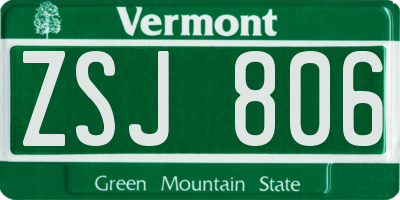 VT license plate ZSJ806