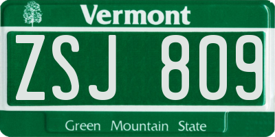 VT license plate ZSJ809