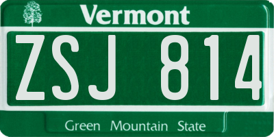 VT license plate ZSJ814