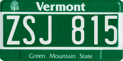 VT license plate ZSJ815