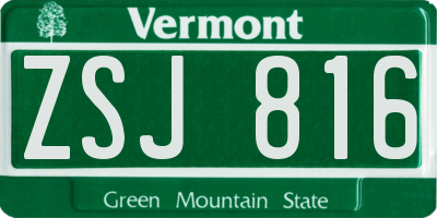 VT license plate ZSJ816