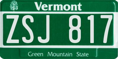 VT license plate ZSJ817