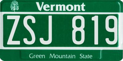 VT license plate ZSJ819
