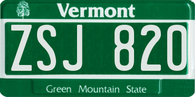 VT license plate ZSJ820