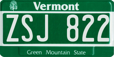 VT license plate ZSJ822