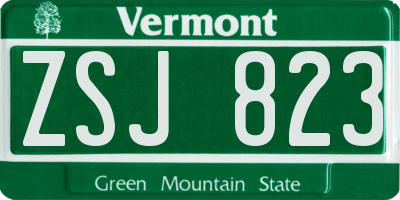 VT license plate ZSJ823