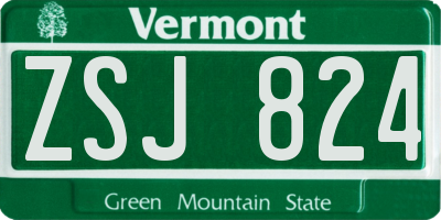 VT license plate ZSJ824