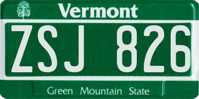 VT license plate ZSJ826