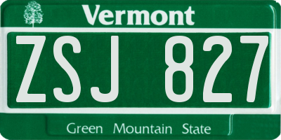 VT license plate ZSJ827