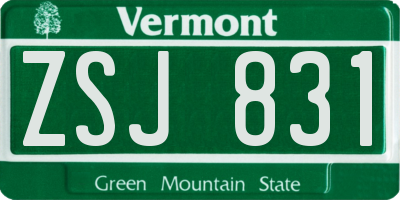 VT license plate ZSJ831