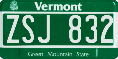 VT license plate ZSJ832