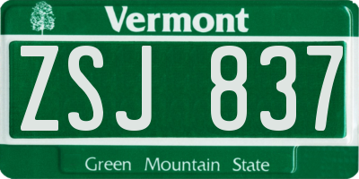 VT license plate ZSJ837