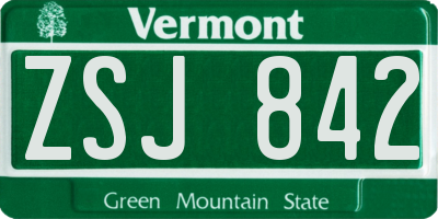 VT license plate ZSJ842